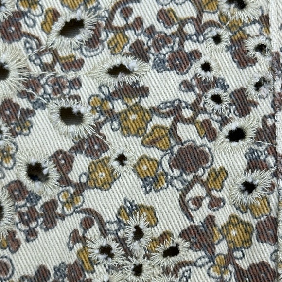 Solitaire Floral Print Allover Eyelets Snap Front Crop Jacket XL Dolman Sleeves - Picture 6 of 14